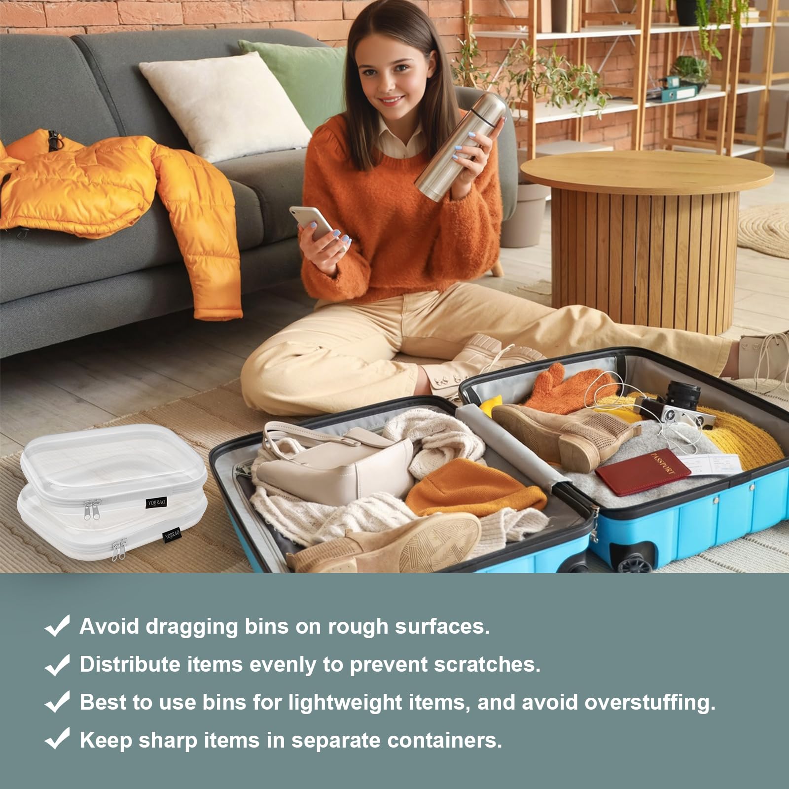 YQBRAO clear hard-shell case craft storage keeps supplies organized.