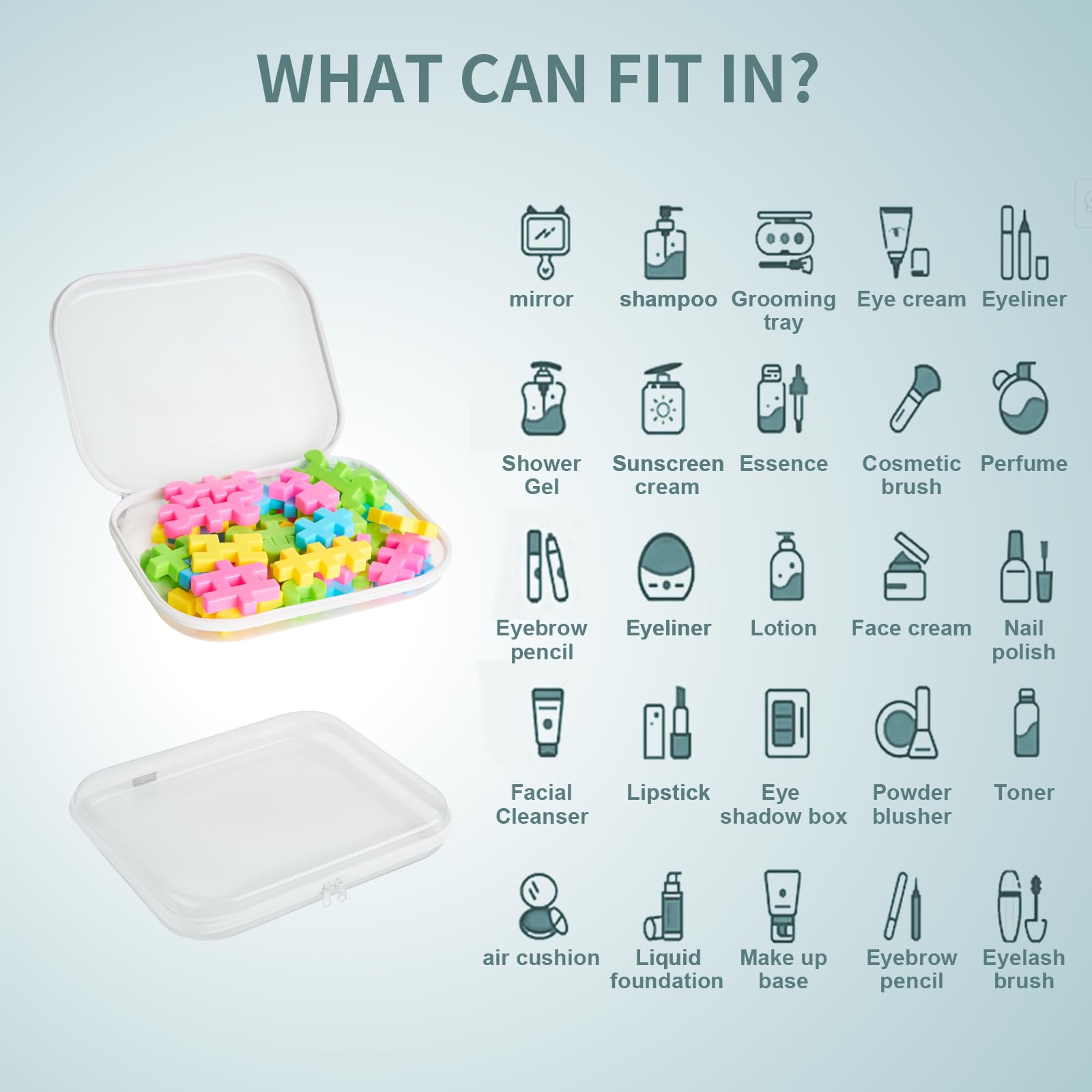 YQBRAO clear hard-shell case medium size fits bathroom essentials.