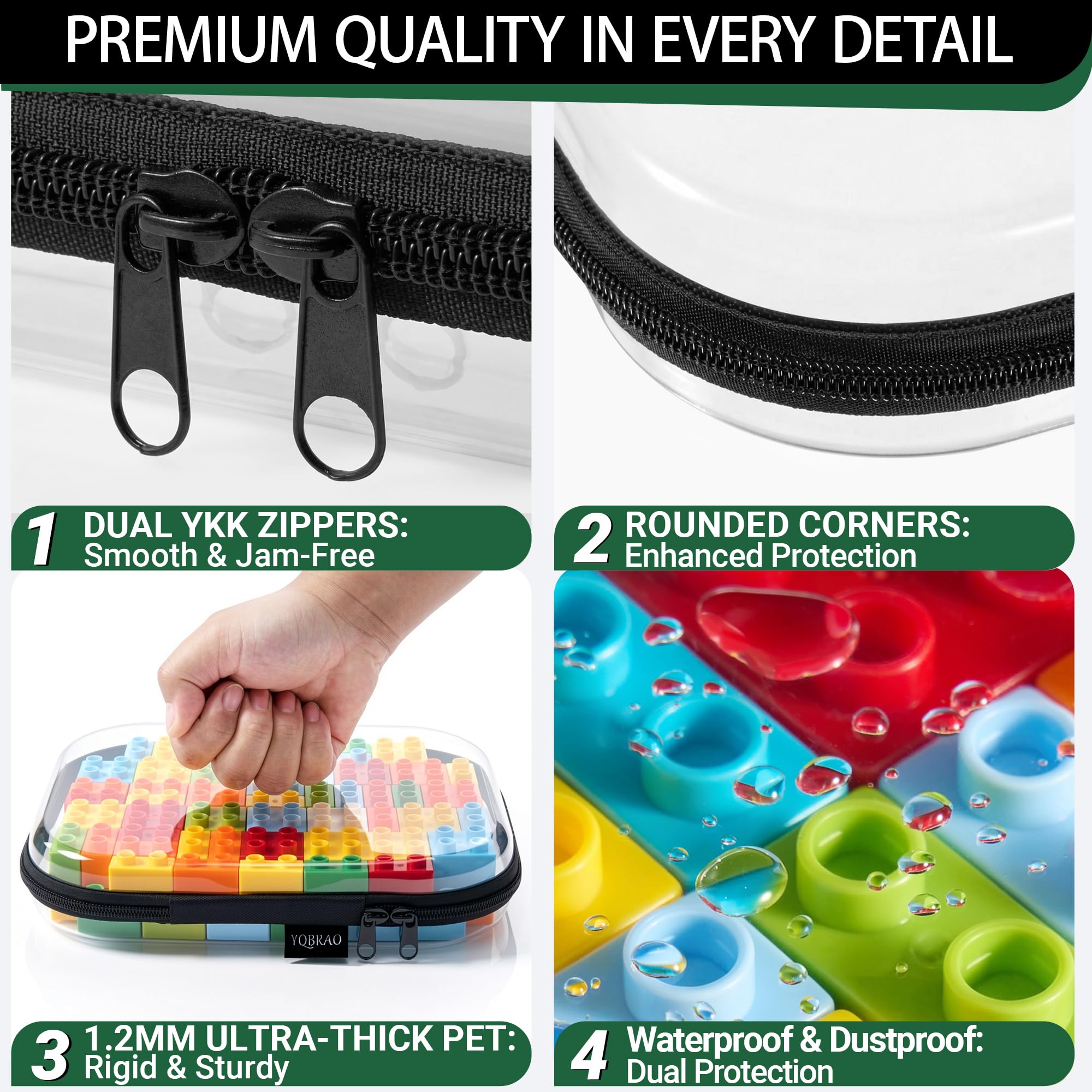 YQBRAO double zipper design provides easy access and secure closure.