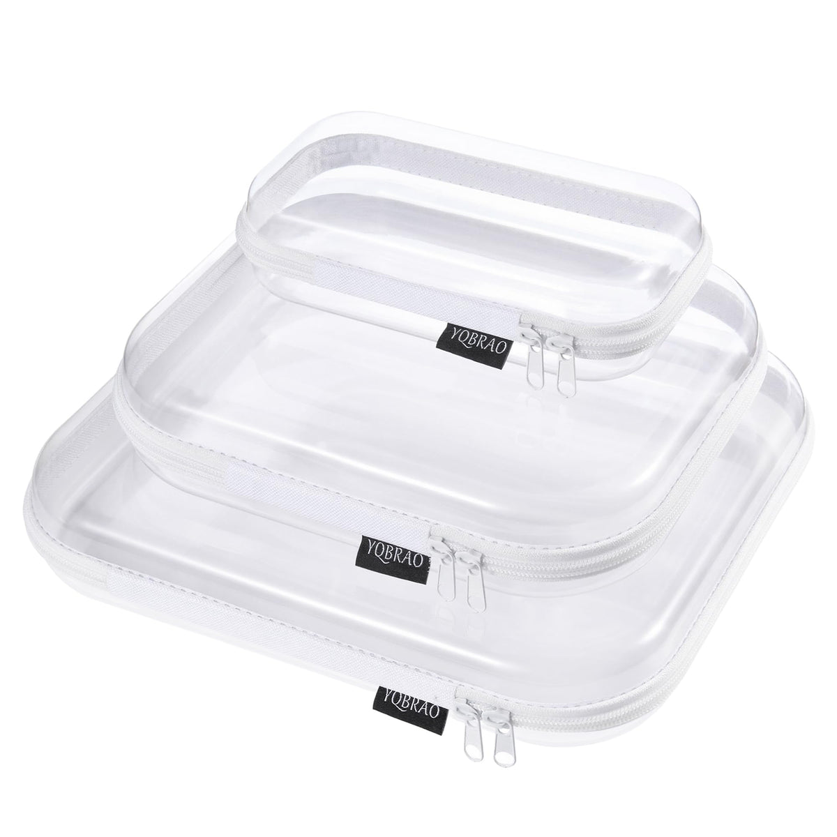 YQBRAO hard-shell clear case for travel organization and quick access.