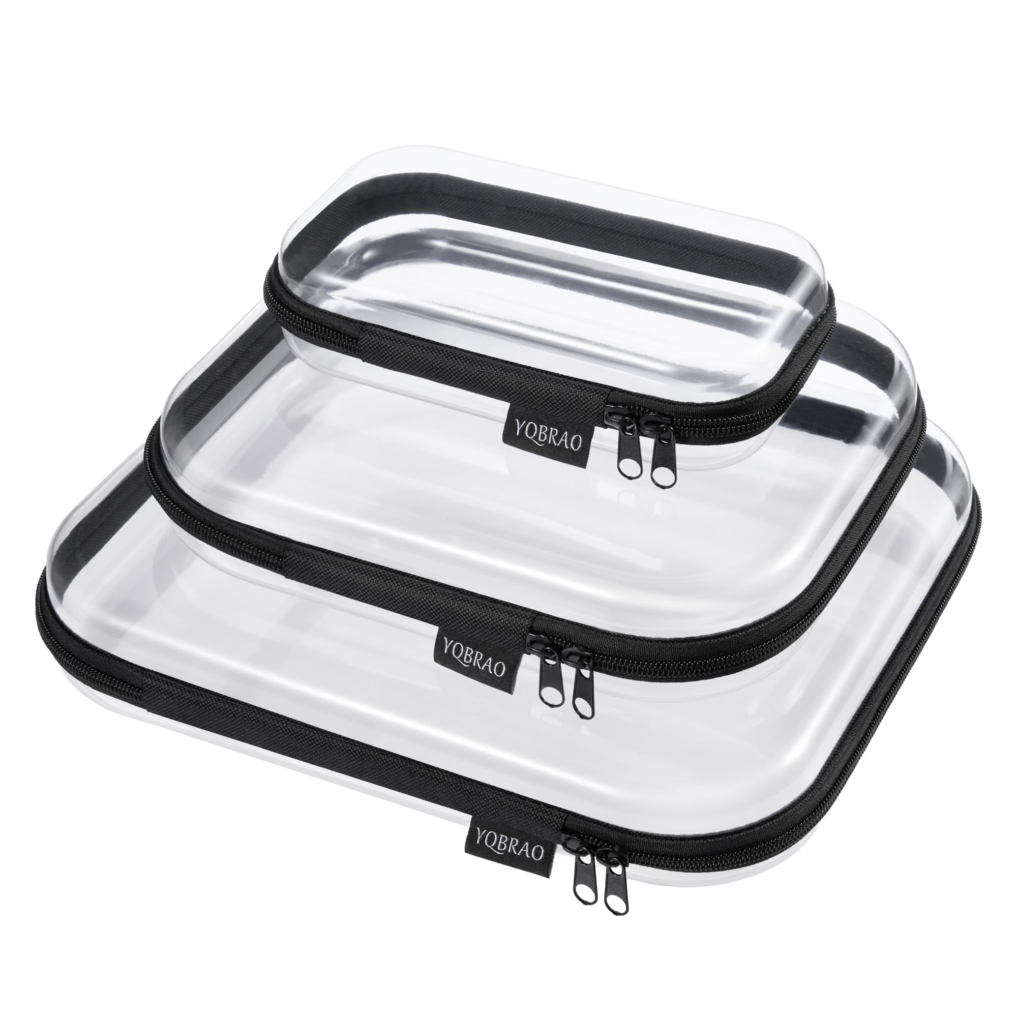 YQBRAO hard shell clear case for travel organization and quick access.