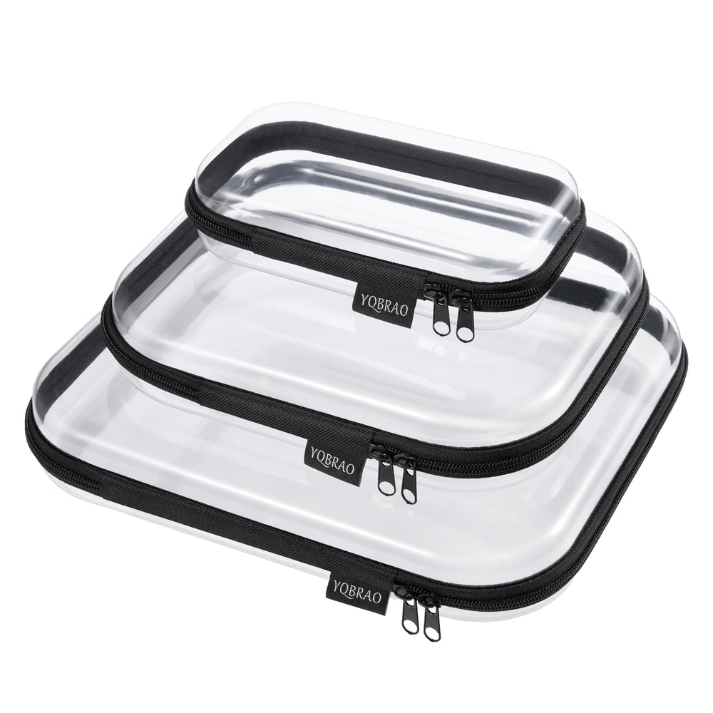 YQBRAO hard shell clear case for travel organization and quick access.