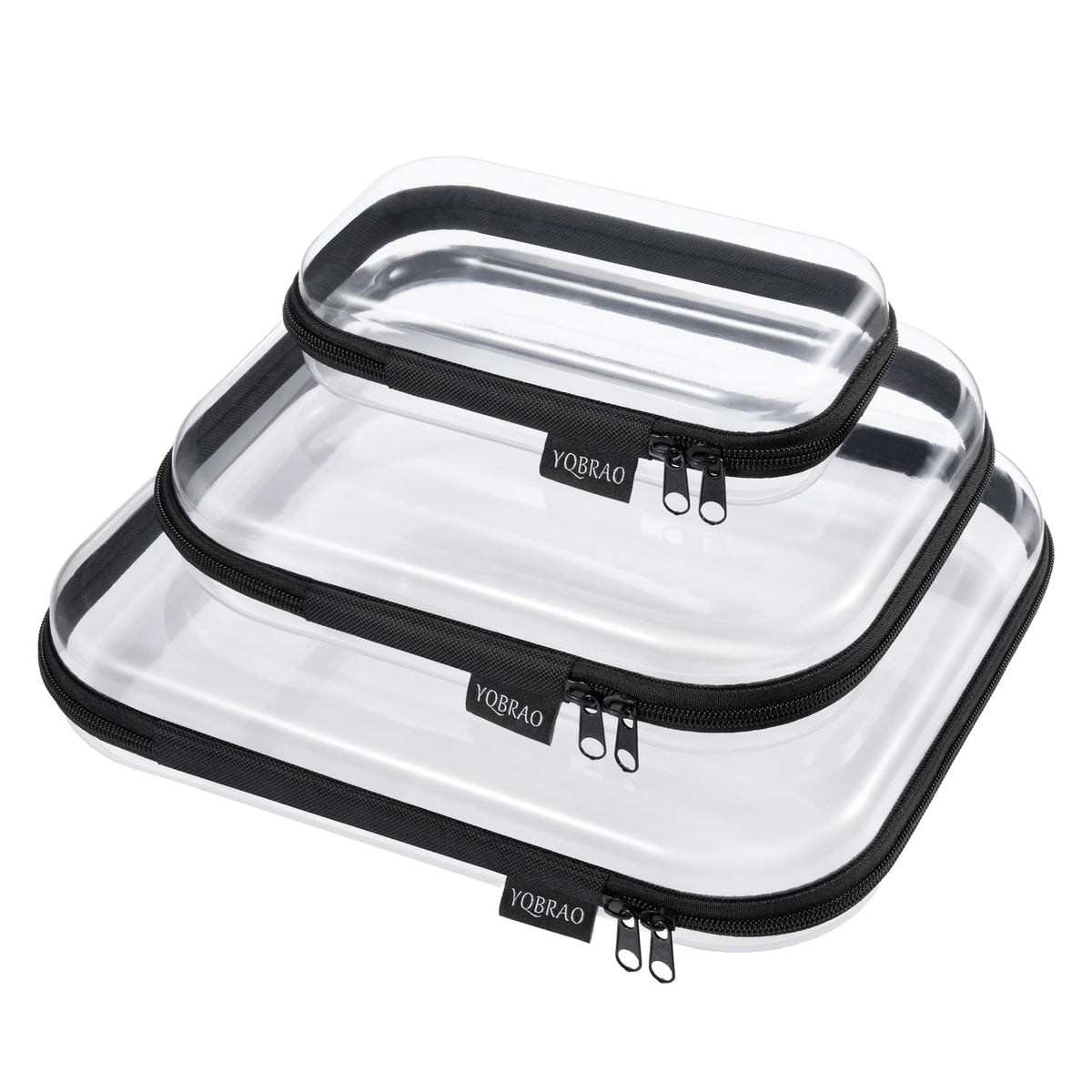 YQBRAO hard shell clear case for travel organization and quick access.