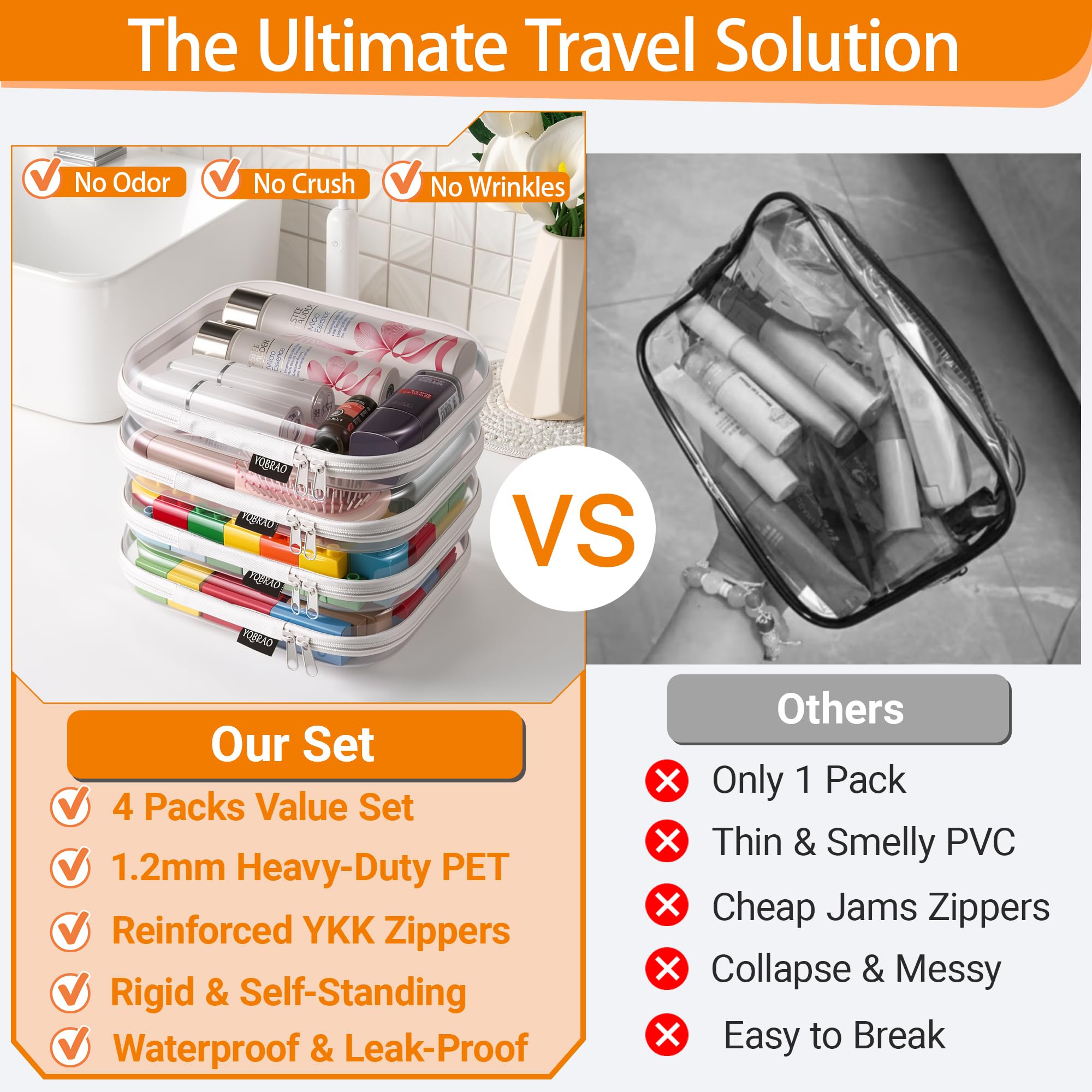 YQBRAO see-through organizer pouch showing cosmetics storage