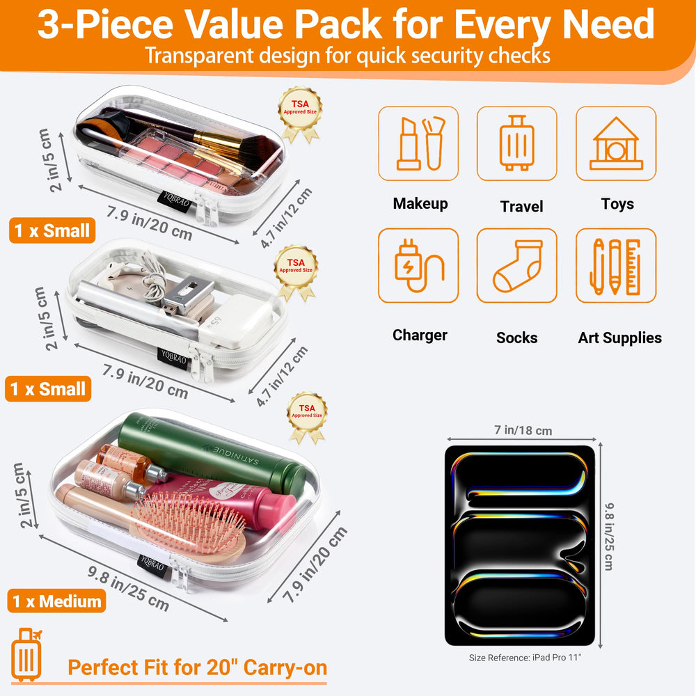 YQBRAO compact travel-friendly case with multiple boxes for toiletries and cords