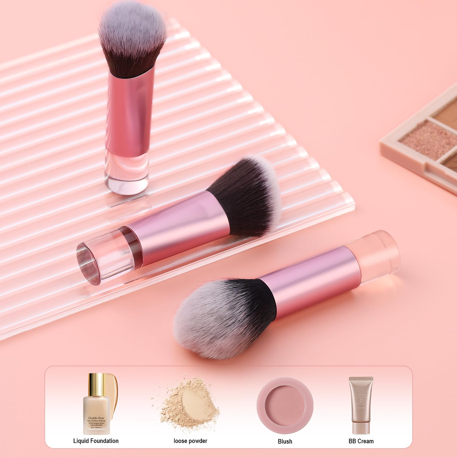 Yrarbil powder brush helps set makeup with soft, even buffing.