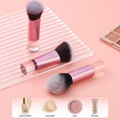 Yrarbil powder brush helps set makeup with soft, even buffing.