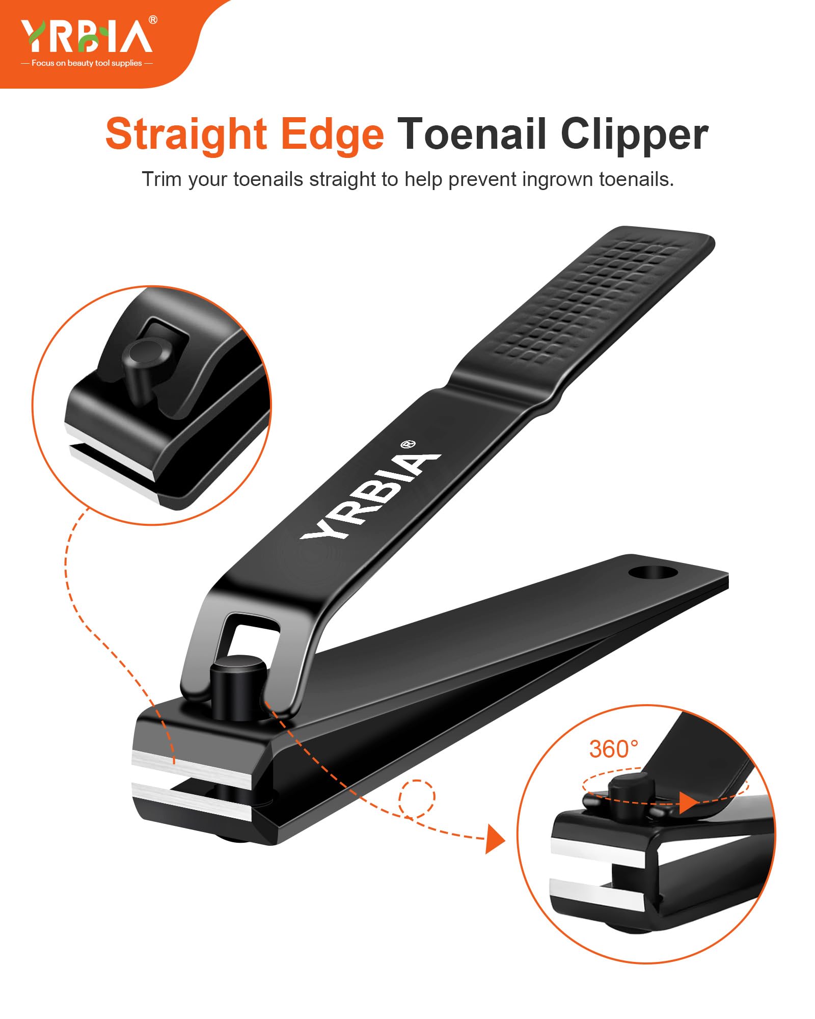YRBIA toenail clipper in stainless steel for lasting performance.
