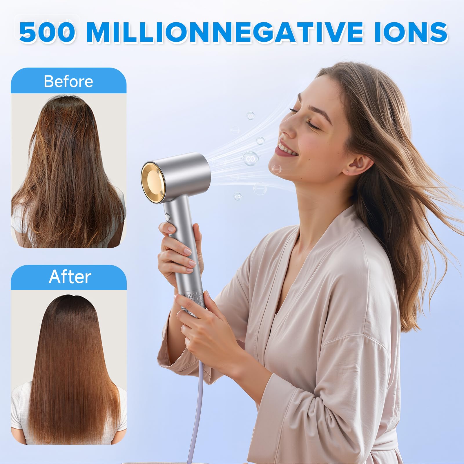 YSATERY lightweight, low-noise dryer suitable for home, salon, or travel