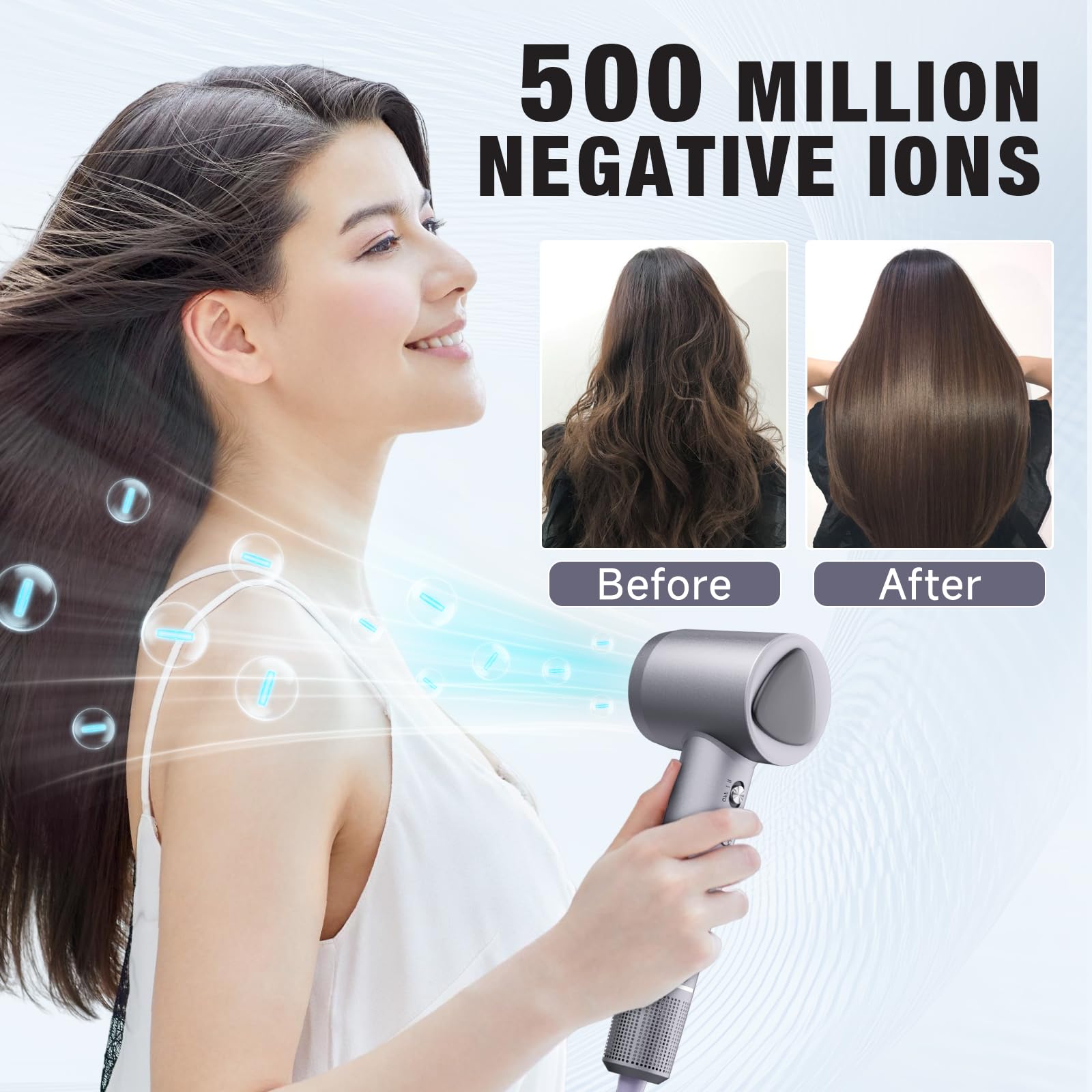 YSATERY Hair Dryer Pro using ionic technology to reduce frizz
