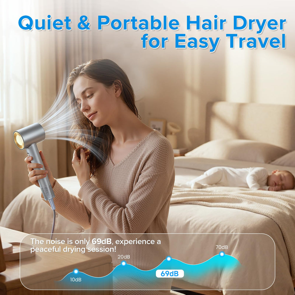 YSATERY travel-friendly hair dryer fits easily in luggage