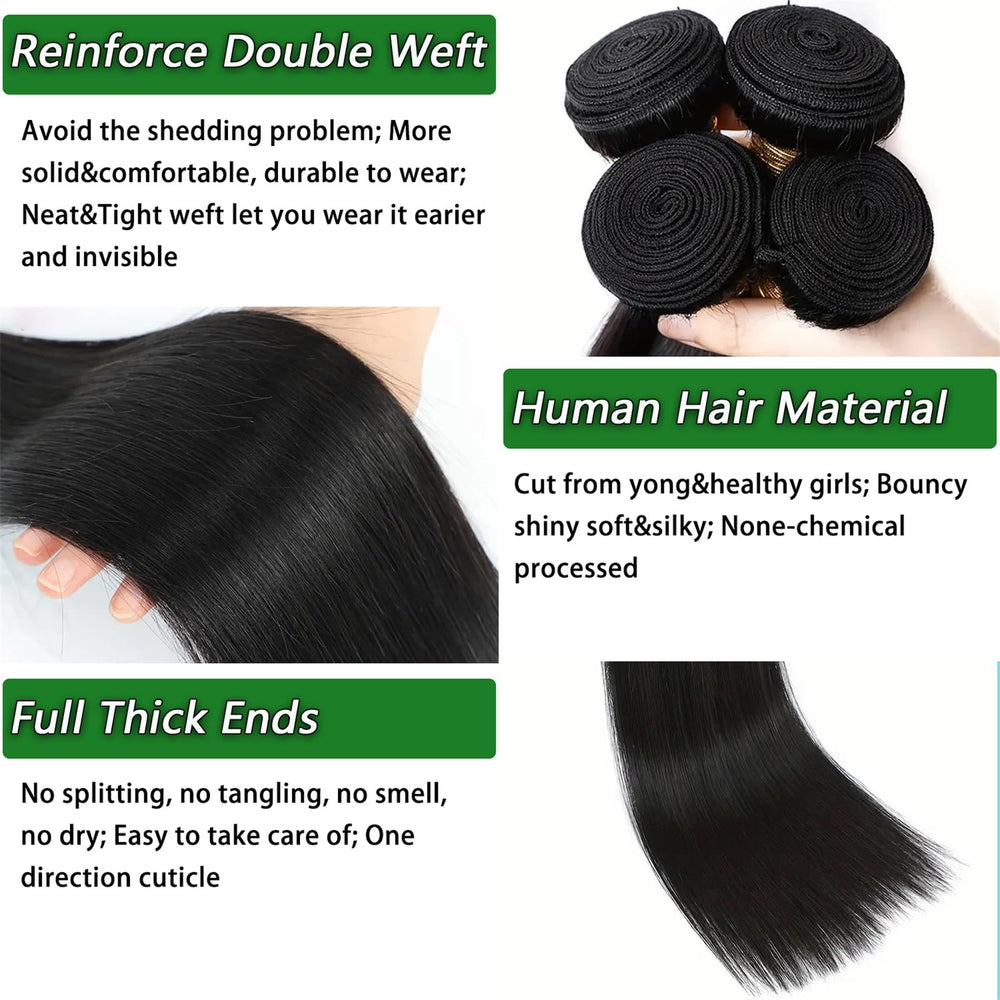 Ysivonu 12A straight 20-inch bundle with natural shine for fuller looks.