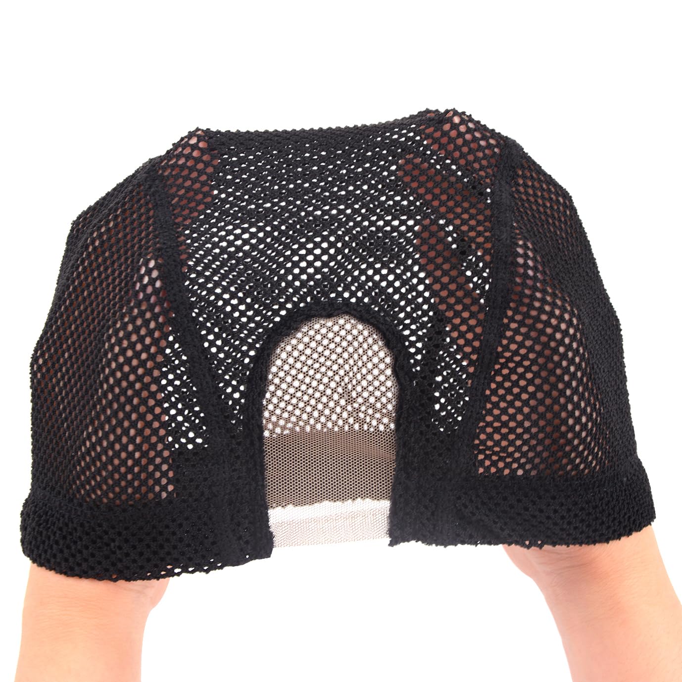 YTBYT U-Part wig cap fabric close-up shows nylon-spandex blend.