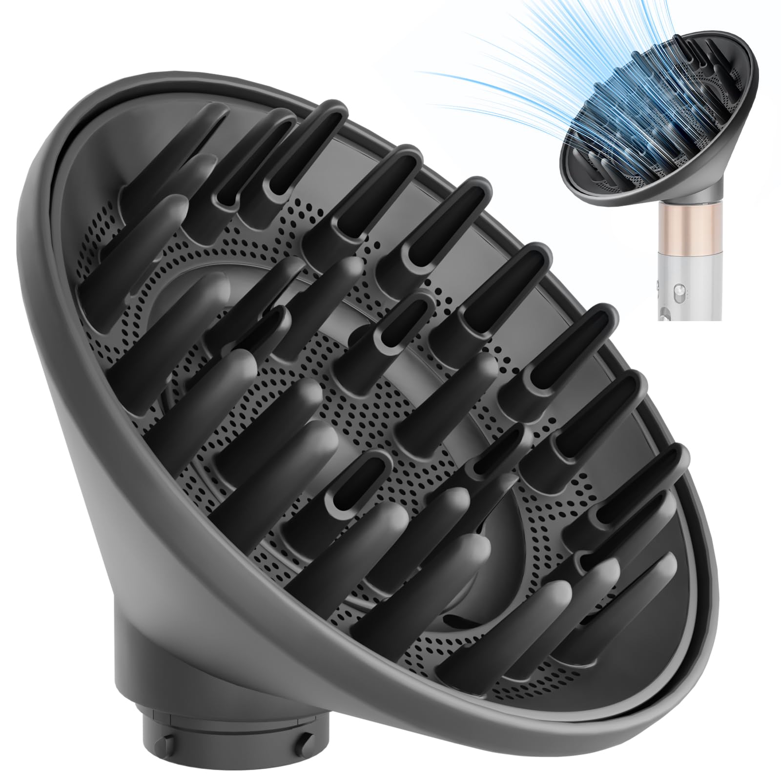 YTCHYYSK large diffuser attachment for Dyson Airwrap enables faster, even drying for thick curls.