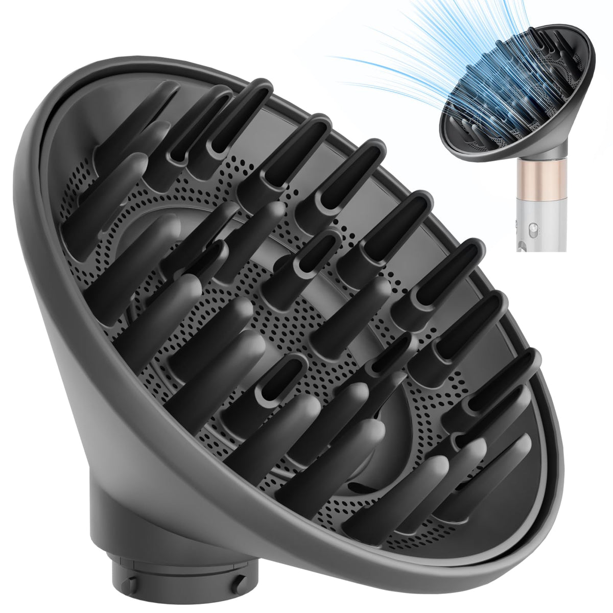 YTCHYYSK large diffuser attachment for Dyson Airwrap enables faster, even drying for thick curls.
