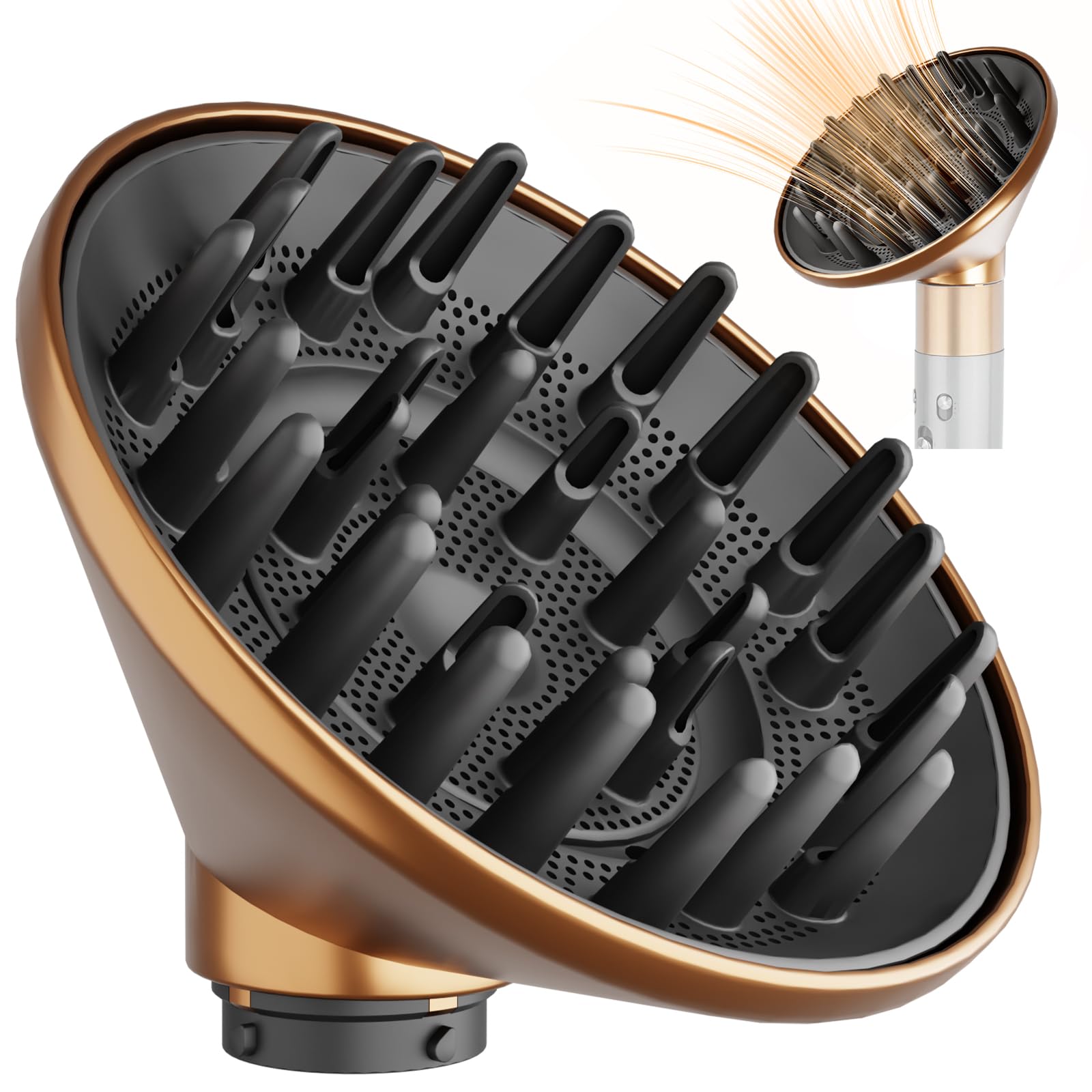 YTCHYYSK large diffuser for Dyson Airwrap delivering faster and more even drying for curly hair.