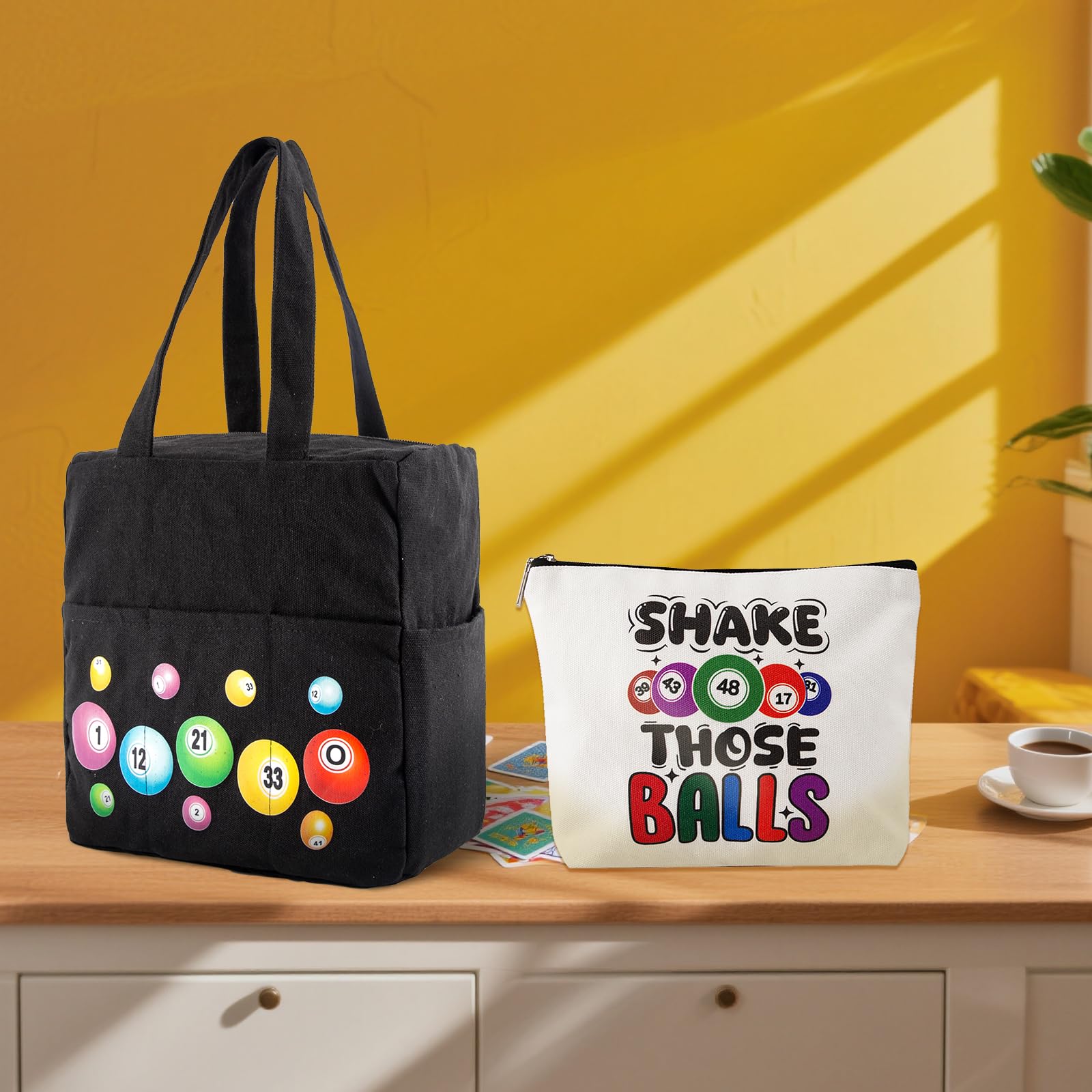 YTDYQFLZH bingo pattern tote adds playful style to game nights and casual outings.