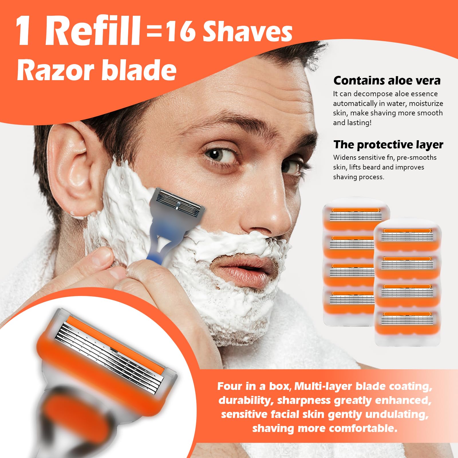 Ytsoghd orange cartridge with lubricated strip for smooth shaves.