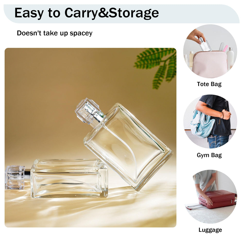 Bottle resting in a handbag demonstrating travel-friendly size.
