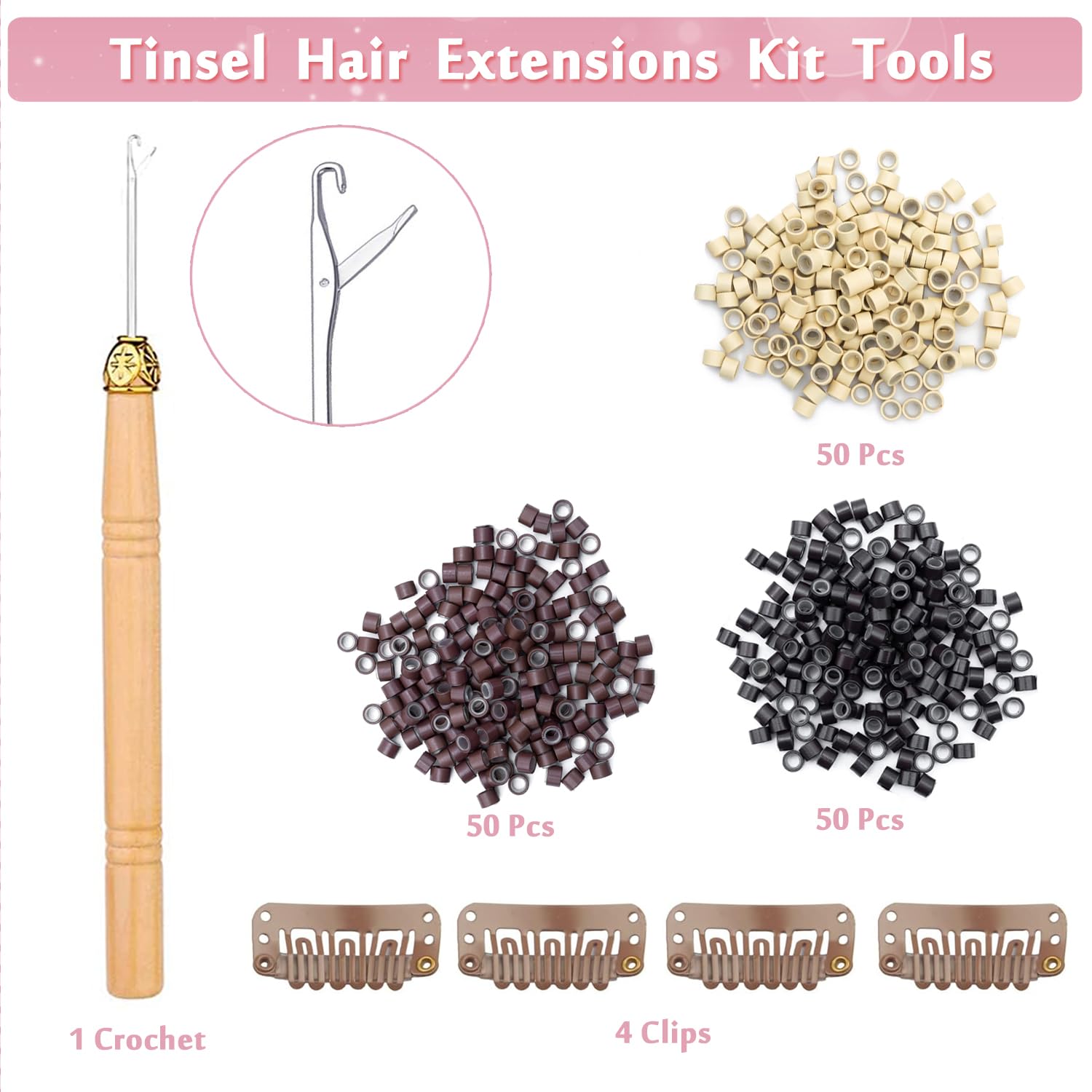 YUBTY beads in black, blonde, brown secure strands.