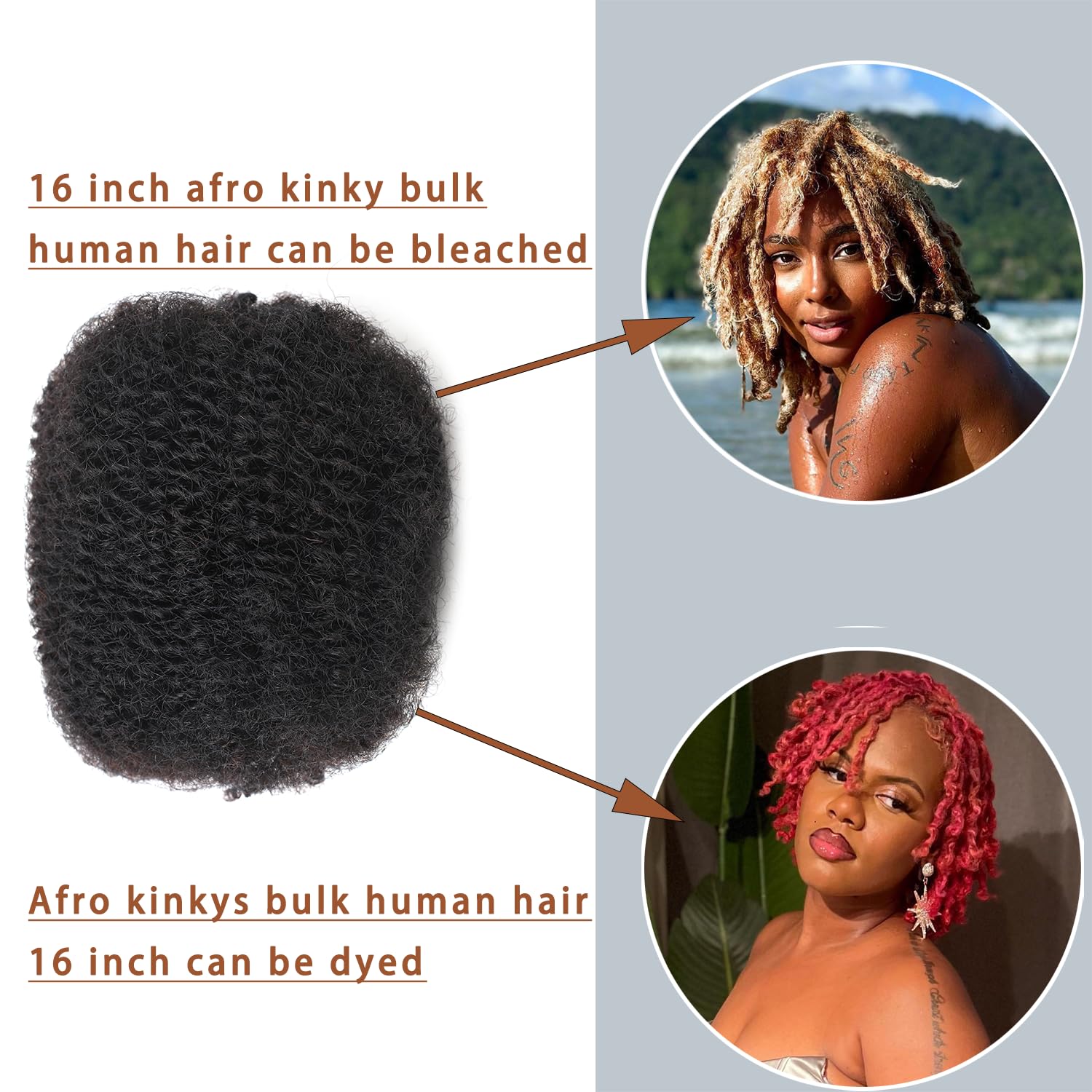 YuDragonFt Afro Kinky Bulk hair 28-inch length for dramatic dreadlocks