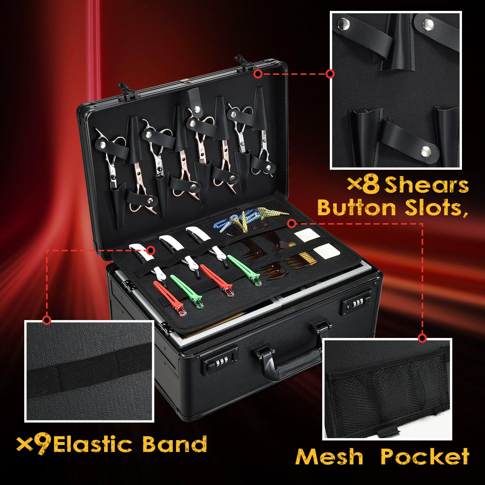 Detachable tool panel on Yueieoun barber case for easy access
