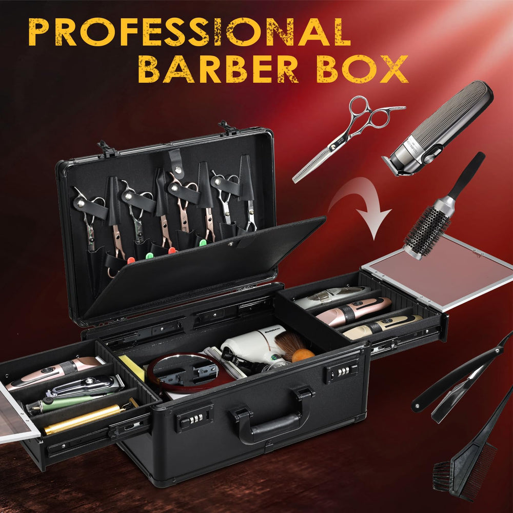 Durable aluminum Yueieoun barber case protects gear during travel