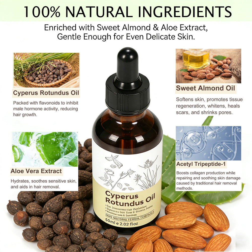 YUEPLATTNMAY Cyperus Rotundus Oil on skin delivers gentle moisturization.