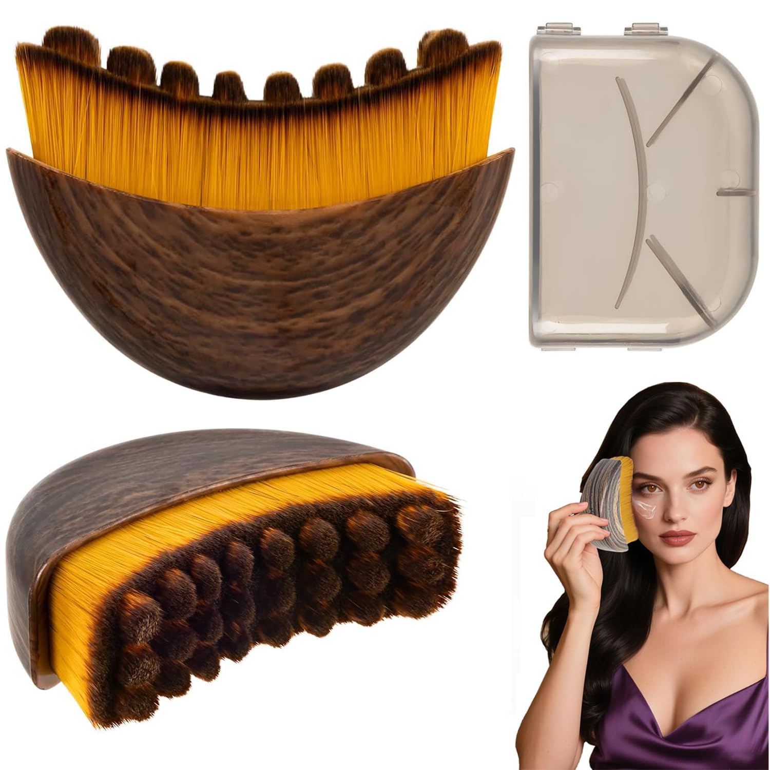Yuequle lymphatic contour brush gliding on the face for gentle sculpting
