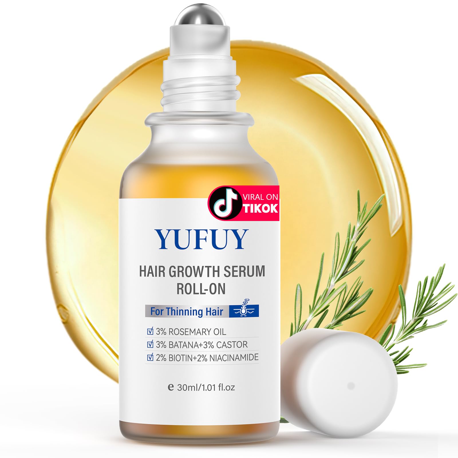 YUFUY suero crecimiento cabello rodillo 30ml para uso diario