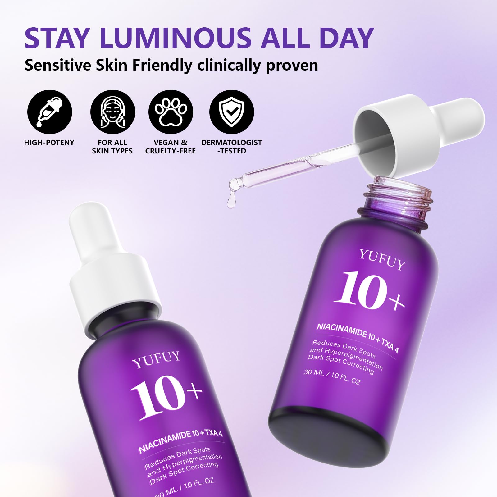 YUFUY serum envase ergonómico facilita dosificación y maniobra