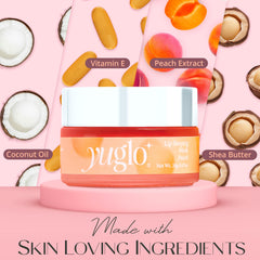 YuGlo Lip Sleeping Mask natural oil blend illustrates nourishing ingredients for soft lips.