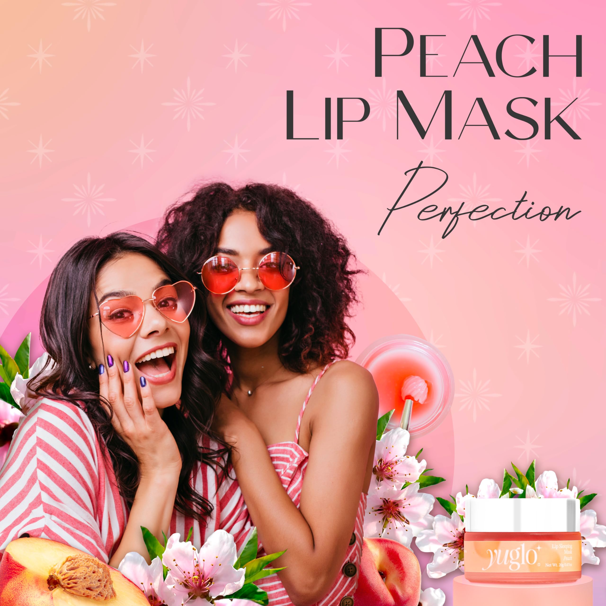 YuGlo Lip Sleeping Mask peach application demonstrates overnight hydration ritual.