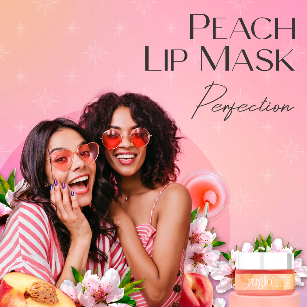 YuGlo Lip Sleeping Mask peach application demonstrates overnight hydration ritual.