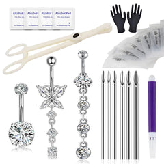 Yugui belly button kit contents for a complete DIY piercing setup