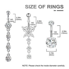 Yugui 14G belly ring for secure wear accommodating swelling