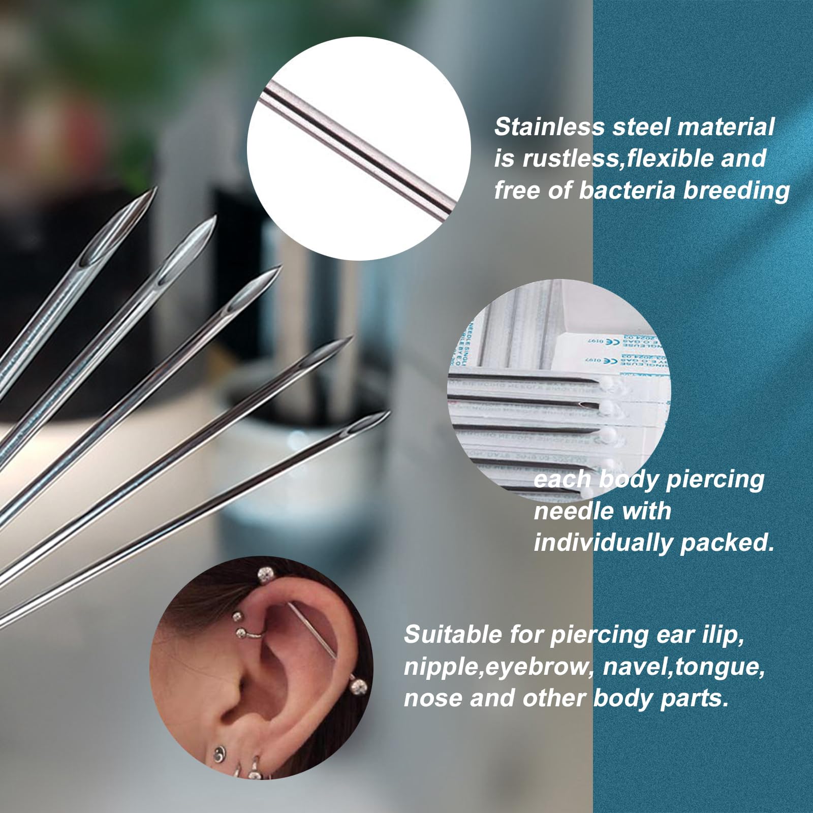 Yugui needles compatible with standard piercing jewelry for easy upgrades