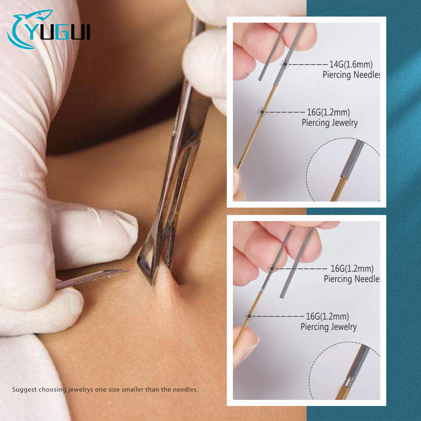 Yugui stainless steel hollow-tip piercing needles with smooth surface for precise piercing