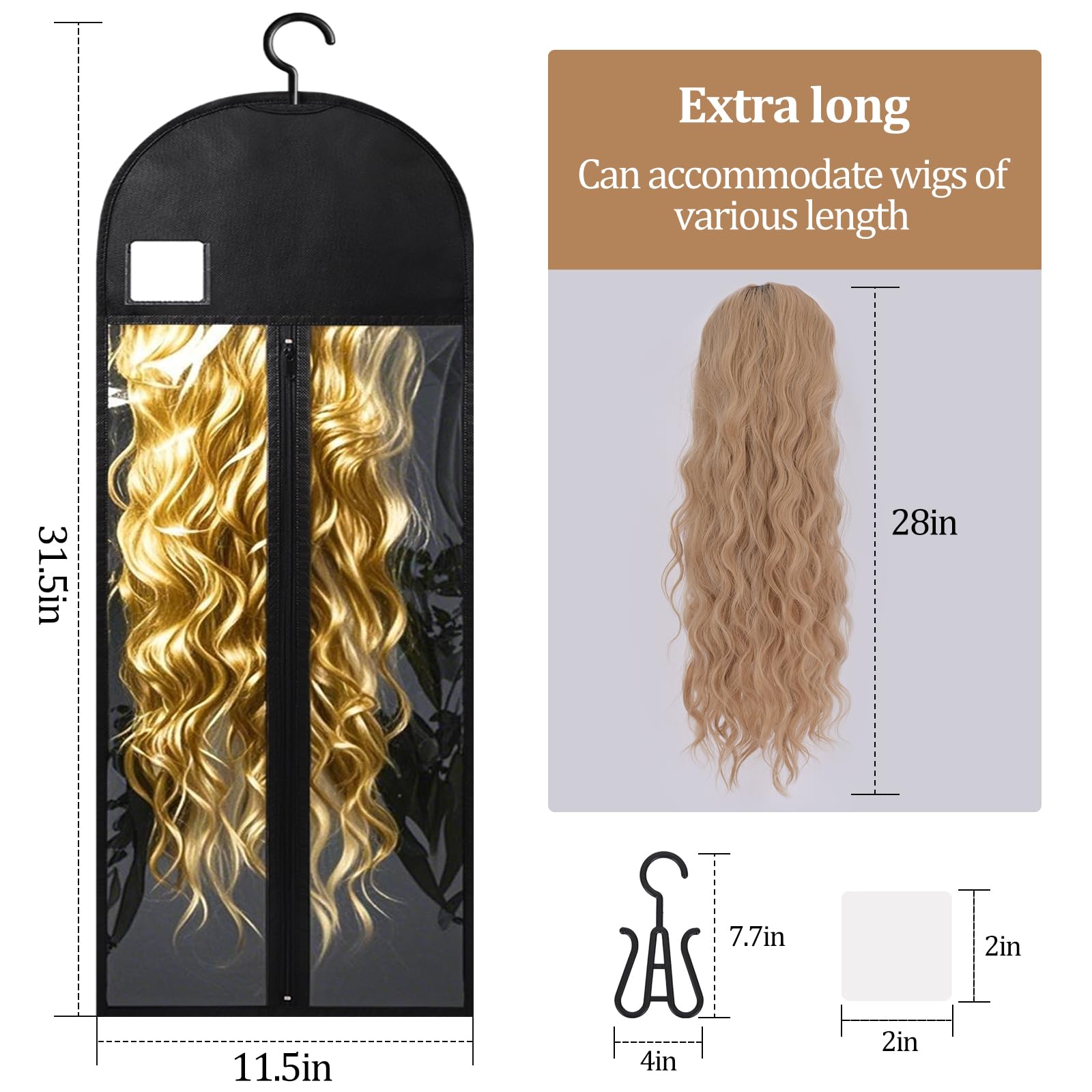 YUJIASH wig bag nonwoven material promotes breathable, dust-free storage