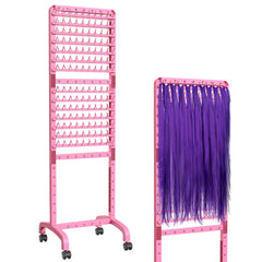 Yumkfoi adjustable braiding rack with 280 pegs keeps hair extensions organized for quick access.