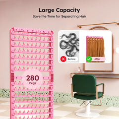 Yumkfoi two-sided braiding rack setup boosts efficiency during large projects in salons.
