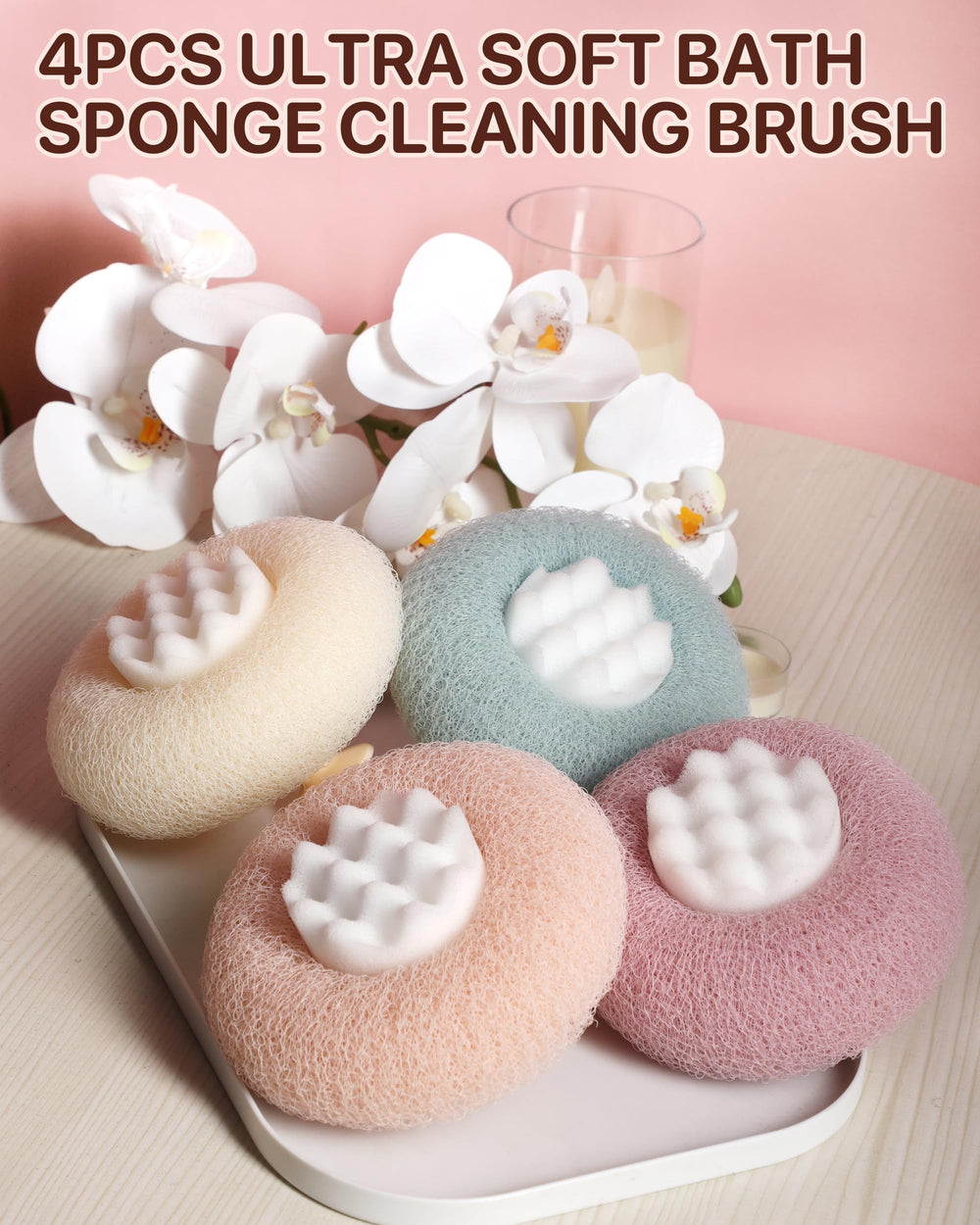 Esponja de baño YUMMIS en cuatro colores, añade estilo a tu rutina de ducha.