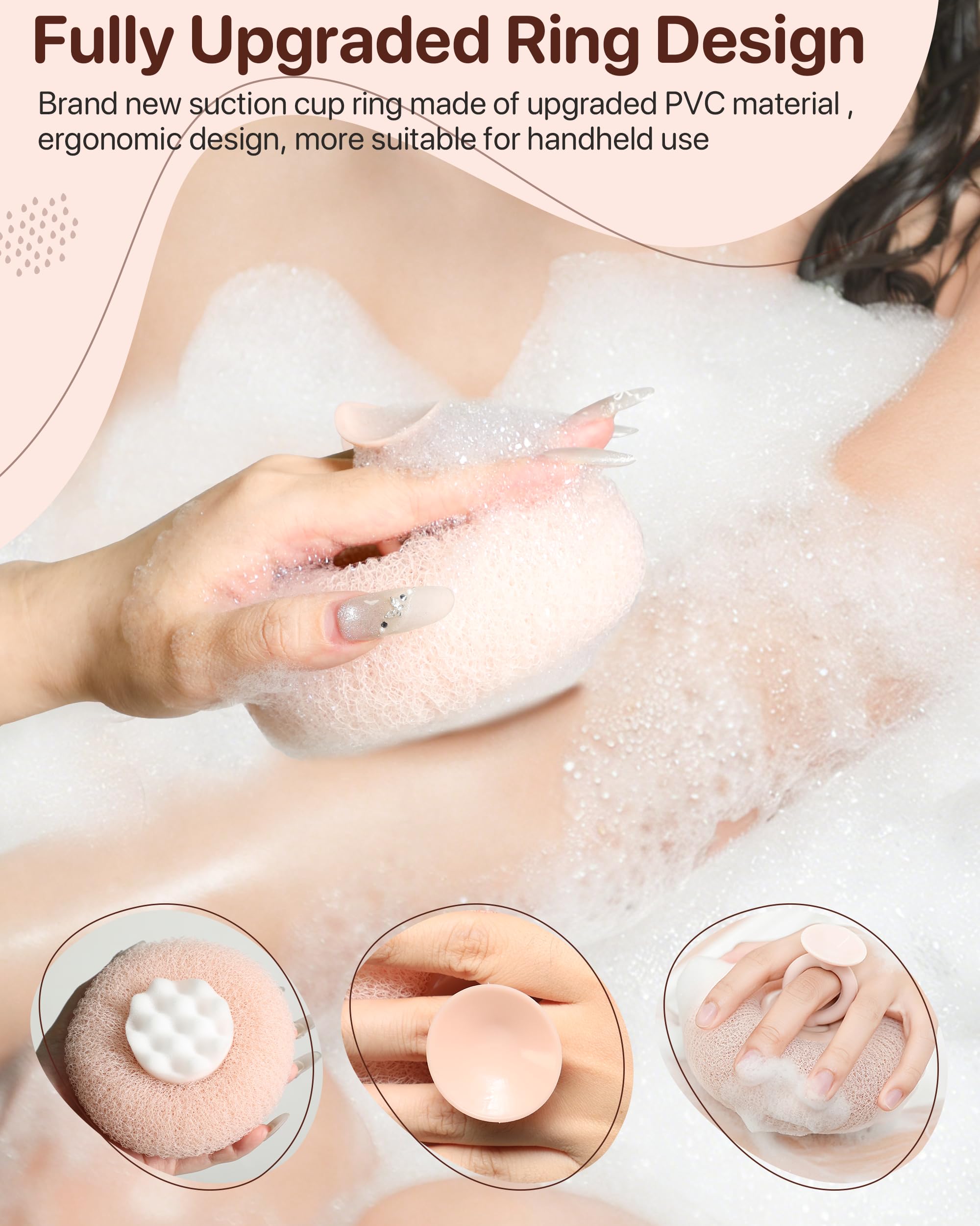 Esponja de baño YUMMIS con malla y diseño girasol para exfoliar y limpiar.