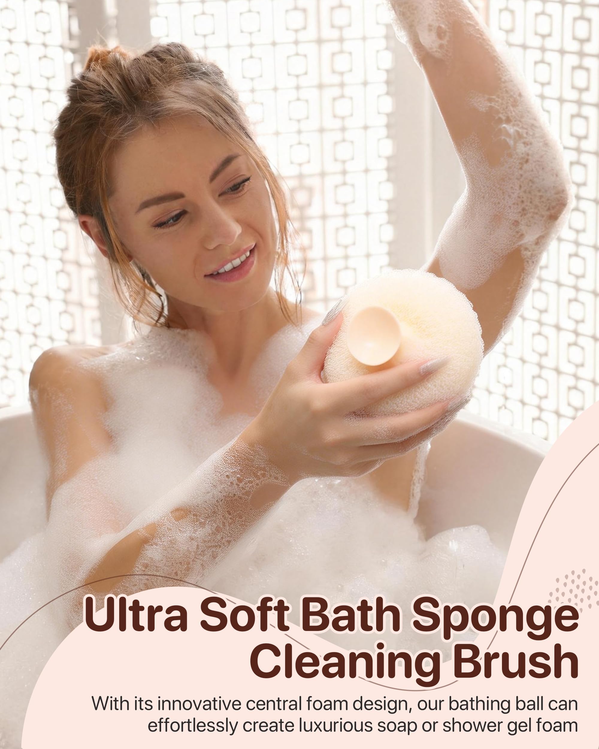 Esponja de baño YUMMIS con malla duradera para una limpieza eficaz.
