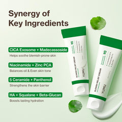 YUMU Cica Exosome aplicación facial en rostro, sensación de frescura.