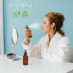 YUNFOOK amber glass spray bottle closeup showing UV protection and clean lines.