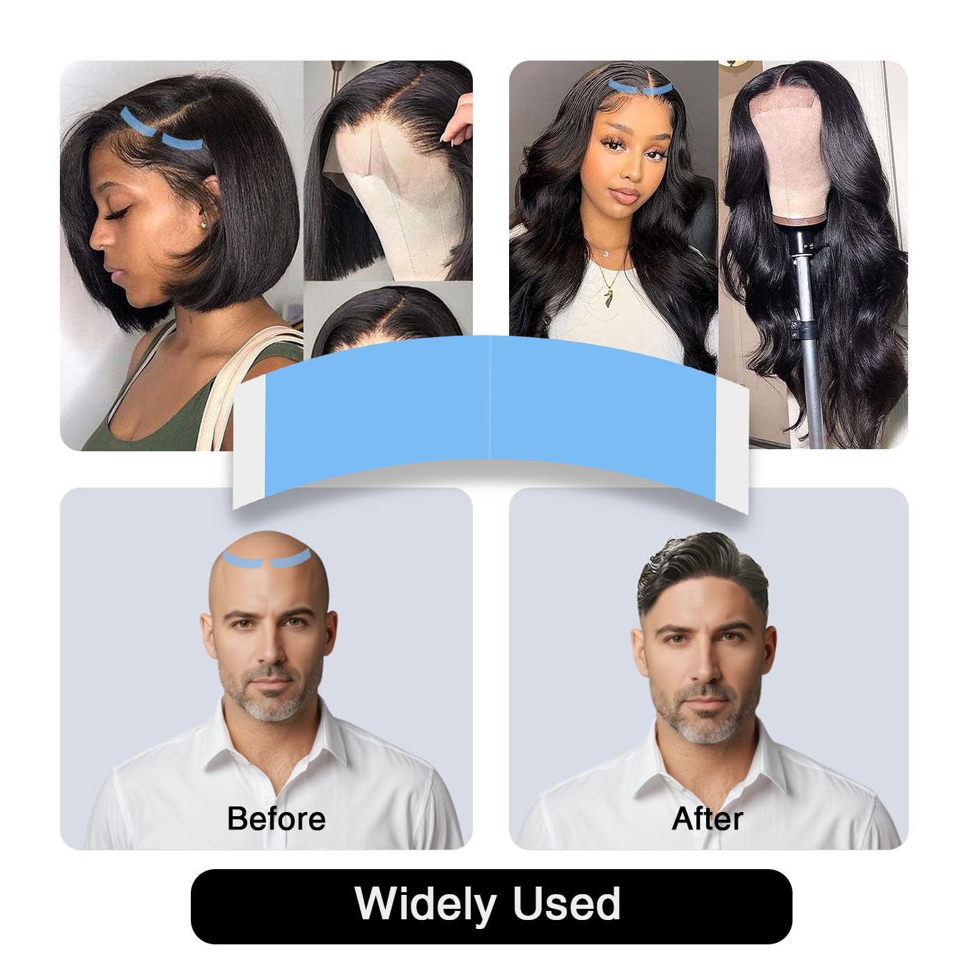 Yunle durable wig tape for hairpieces offers easy, secure application.