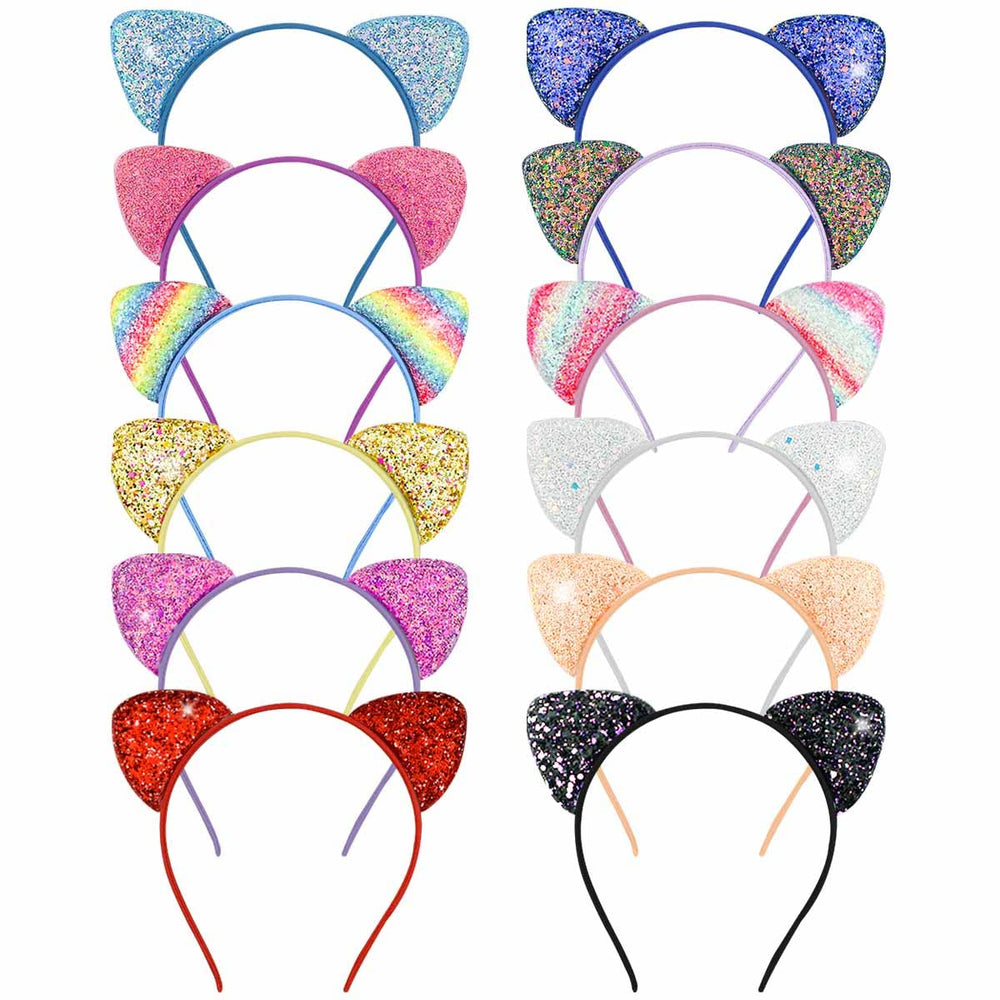 Yuntop glitter cat ears headband with multicolor sequins for festive looks.