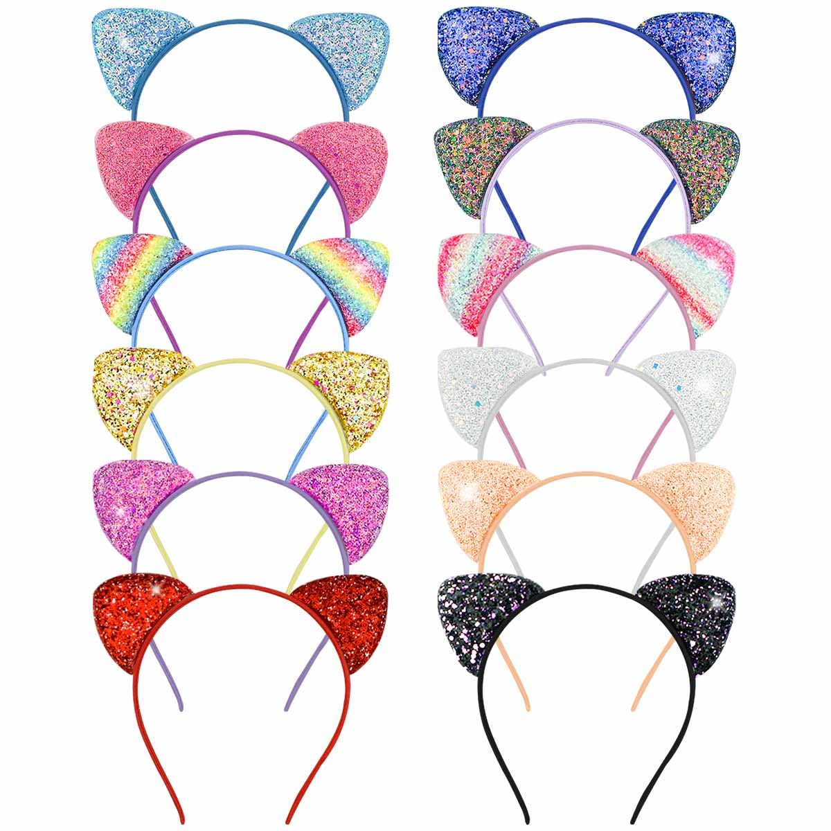 Yuntop glitter cat ears headband with multicolor sequins for festive looks.