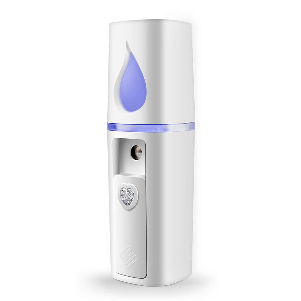 YUNYILAN portable nano mister with visual water tank refreshes facial skin.